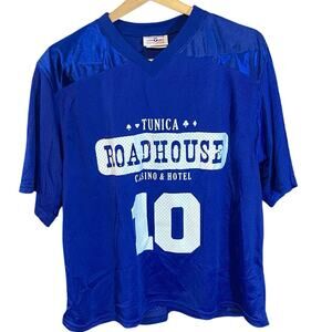 Vintage Tunica Roadhouse Casino  hotel royal blue 10 Mesh Football Jersey USA XL